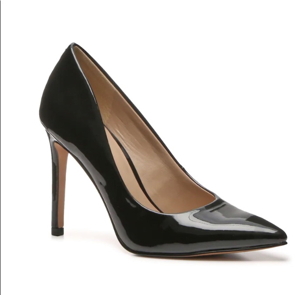 Black casual leather heels
